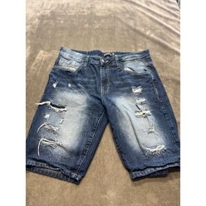 Southpole Mens Regular Fit‎ Distressed Blue Denim Shorts Size 34